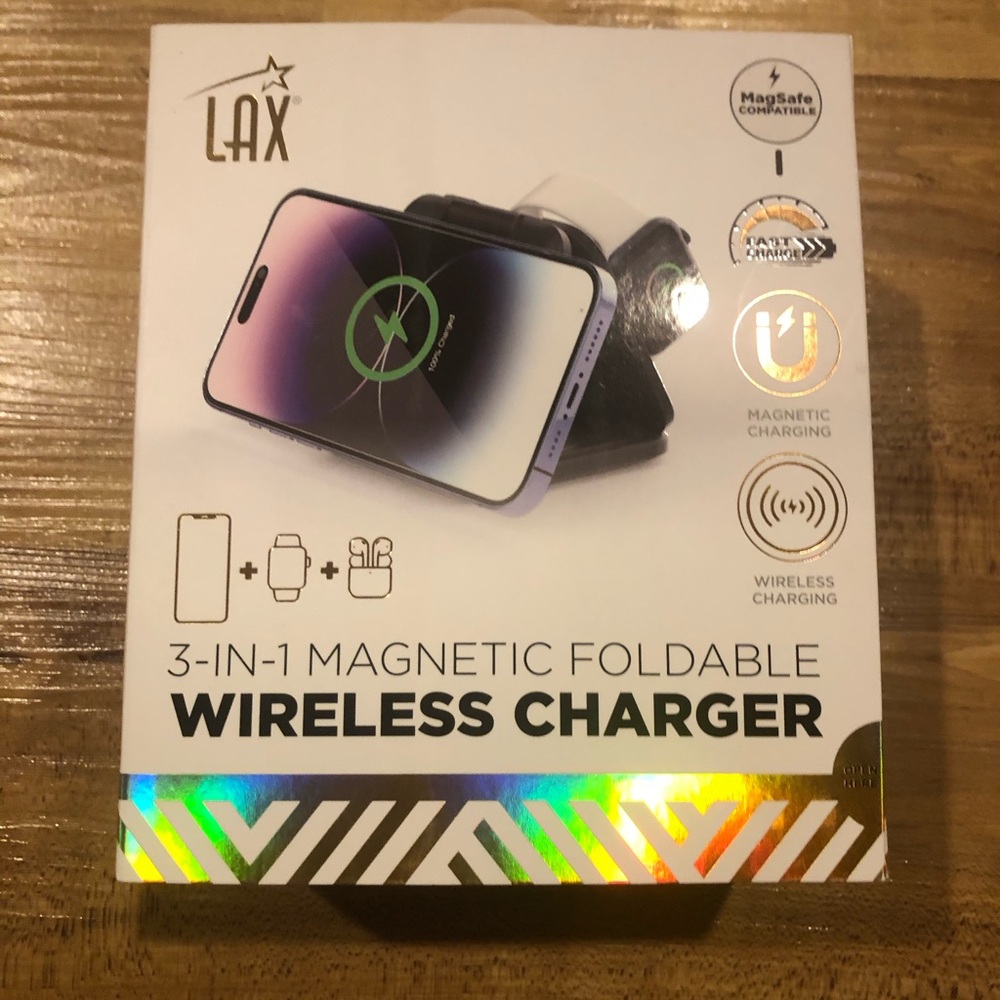 Black 3-in-1 Magnetic Foldable Wireless Charger